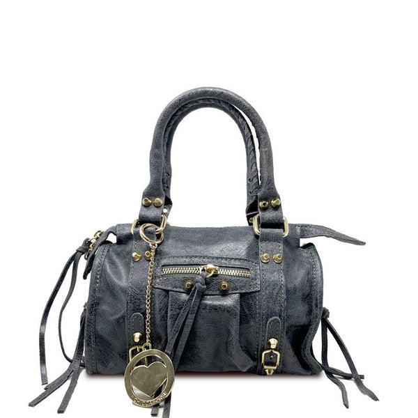 Borsa a mano piccola in pelle spatolata con borchie - Courmayeur K072