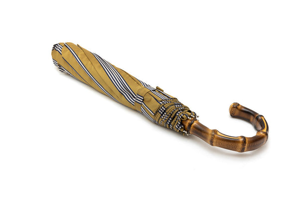 Mario Talarico golden folding umbrella with bamboo handle