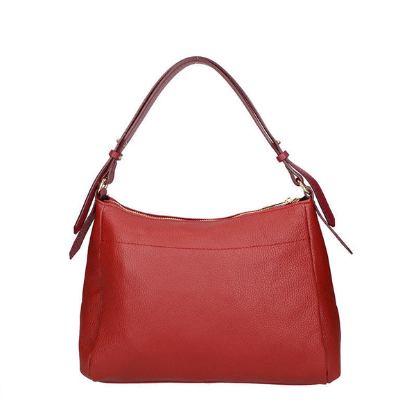 Women's Leather Handbag Contrast Handles - 6675.
