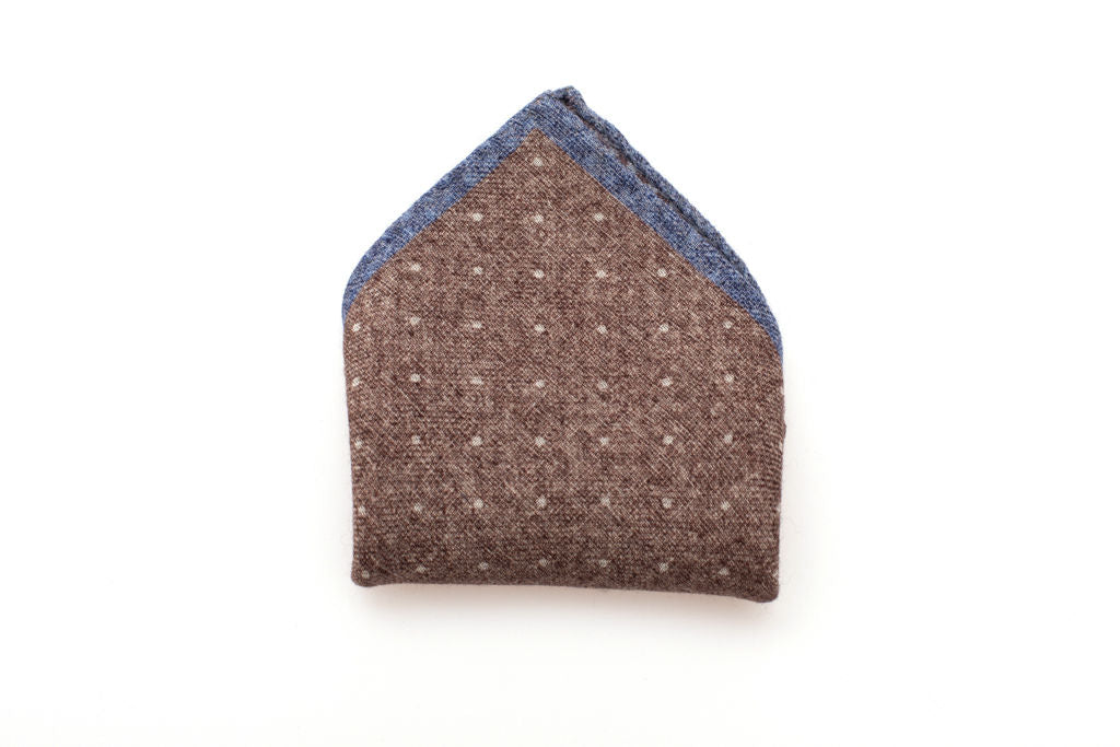 Polka dot clutch bag in pure brown wool