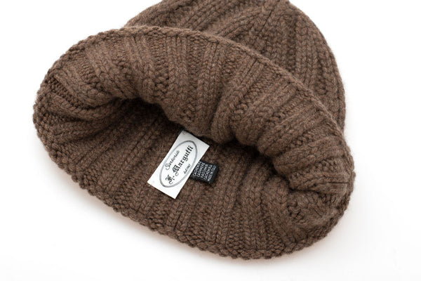 Brown pure cashmere hat