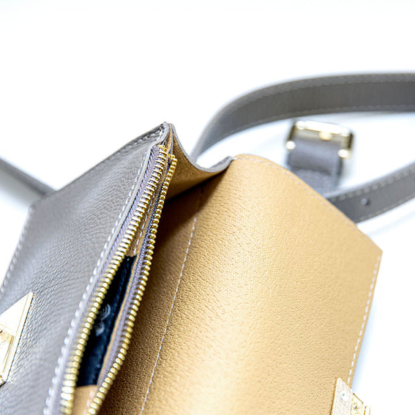 CAROL - marsupio grigio con chiusura oro