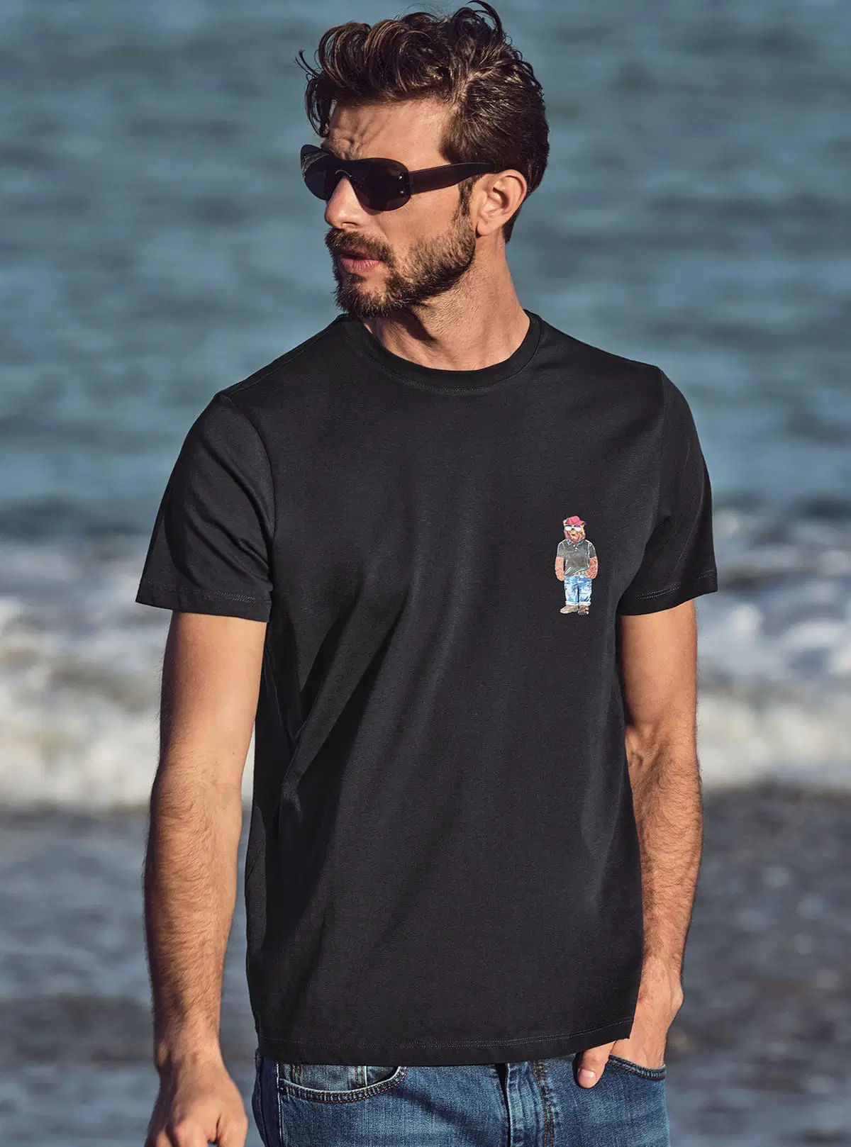 JERSEY T-SHIRT WITH TEDDY BEAR PRINT