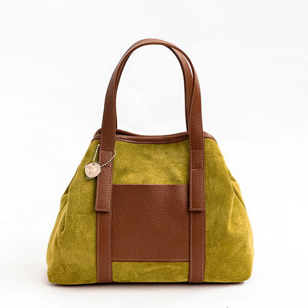 BETTA SMALL - Borsa B-color in camoscio e pelle lime