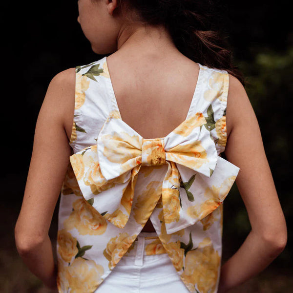 PEONY PRINT TOP WITH BOW ON THE BACK