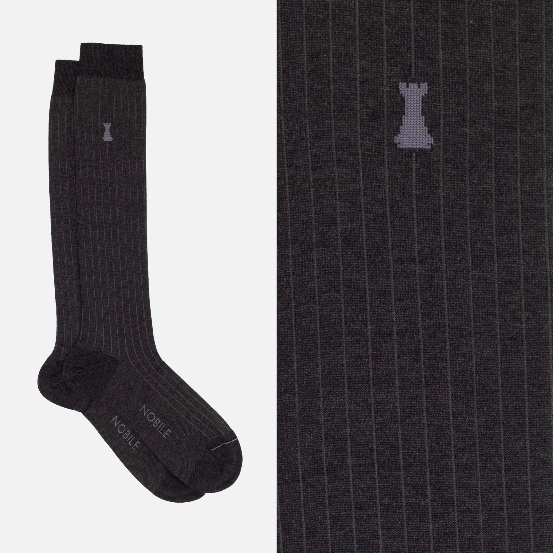 Michelangelo - Finely Ribbed Mèlange Long Sock