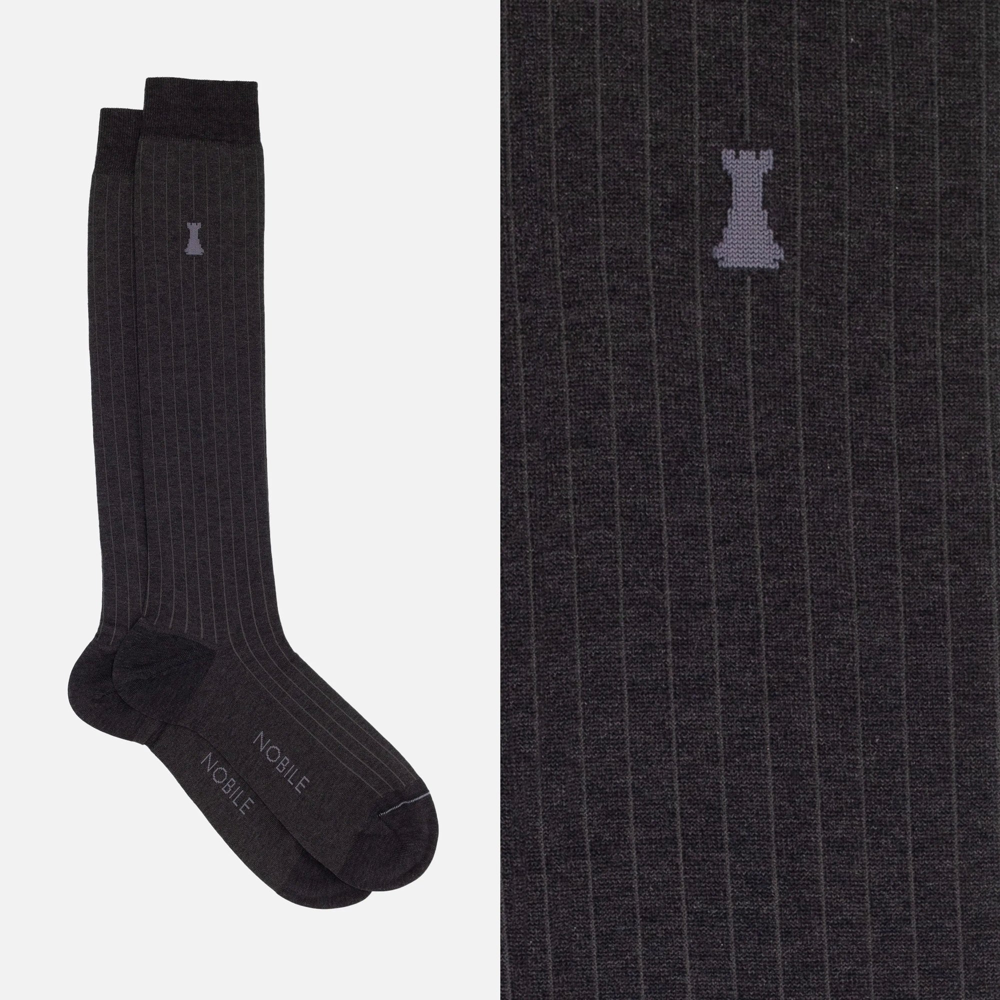 Michelangelo - Finely Ribbed Mèlange Long Sock