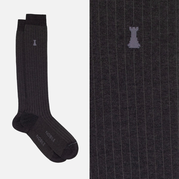 Michelangelo - Finely Ribbed Mèlange Long Sock