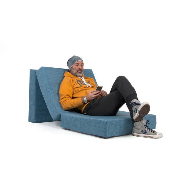 TOUF BLUE, Blue Base Pouf Bed and Pouf Cover 70x63