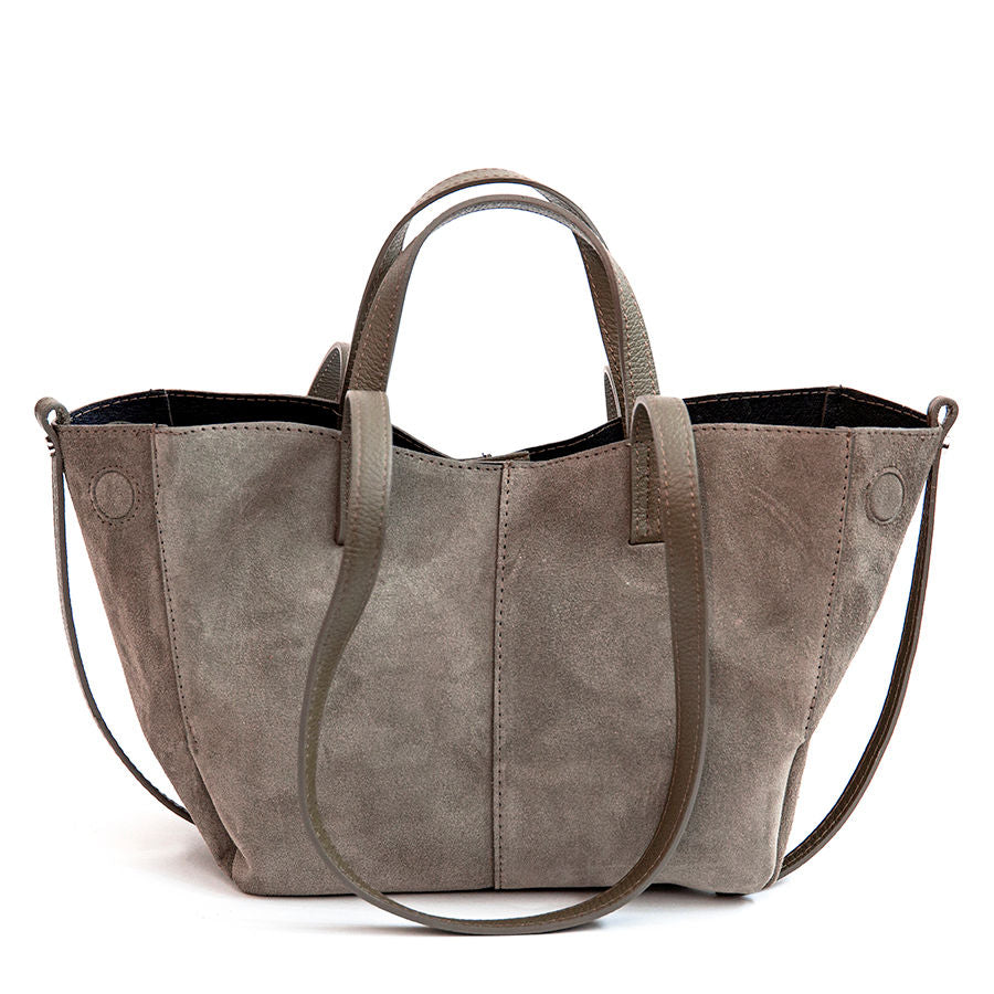 LANA - double handle shopping bag in leather and acacia suede