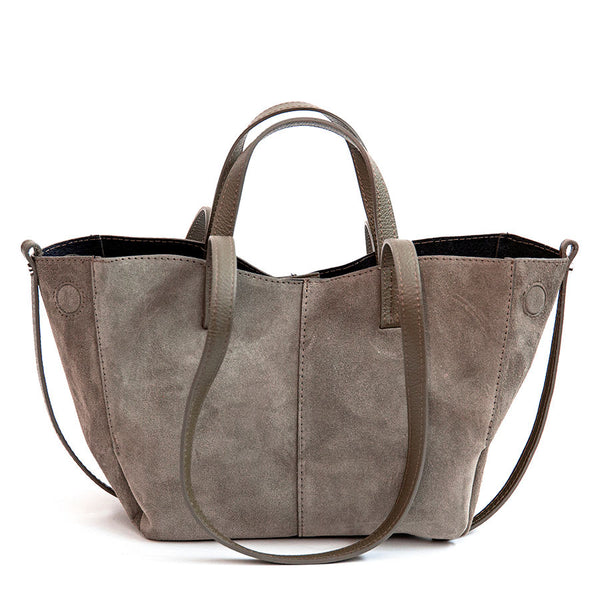 LANA - double handle shopping bag in leather and acacia suede