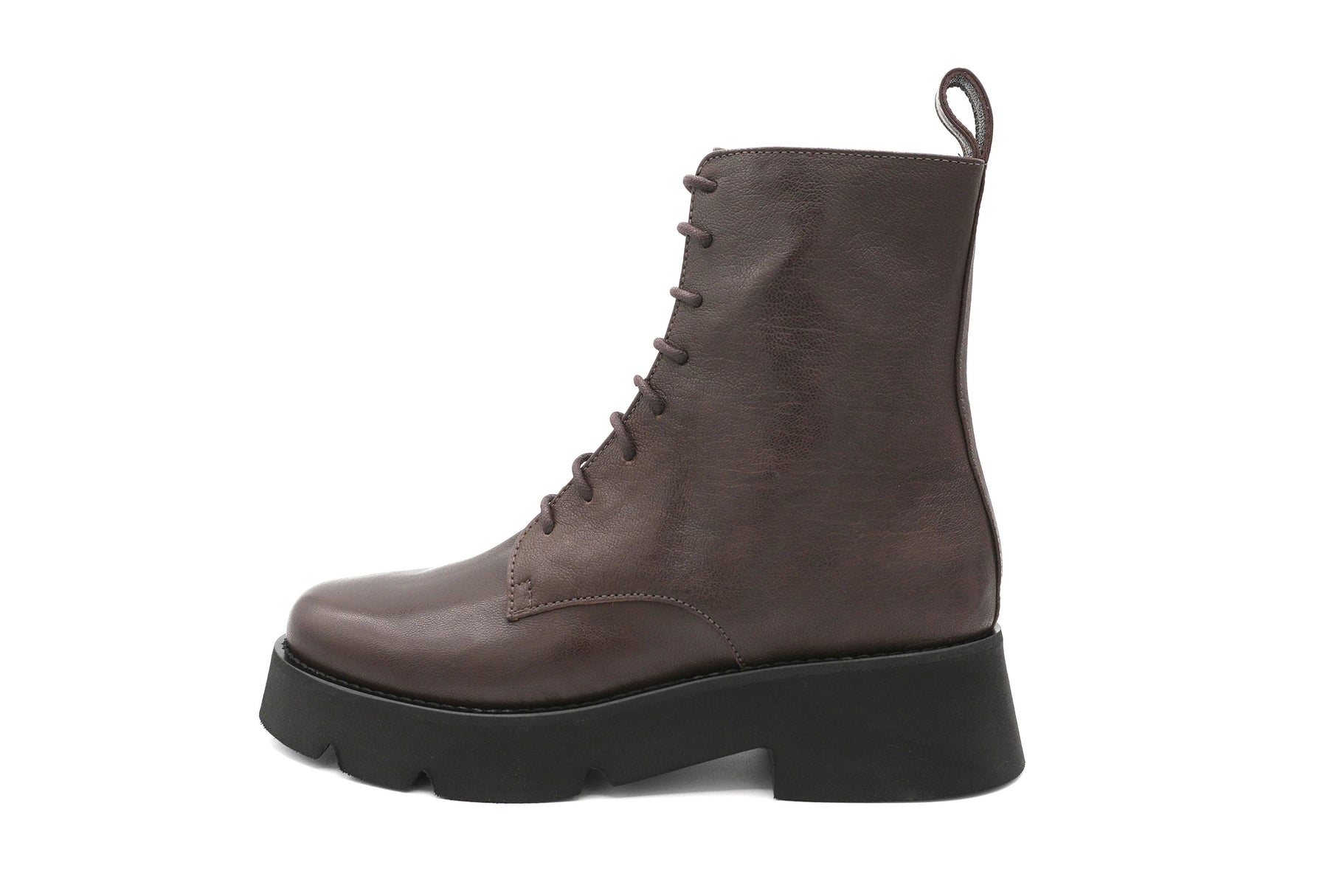 Carla Lace-up Ankle Boot Dark Brown Leather