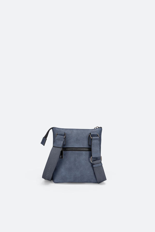 Tristan Texture Shoulder Bag with Embossed Logo in Blue
