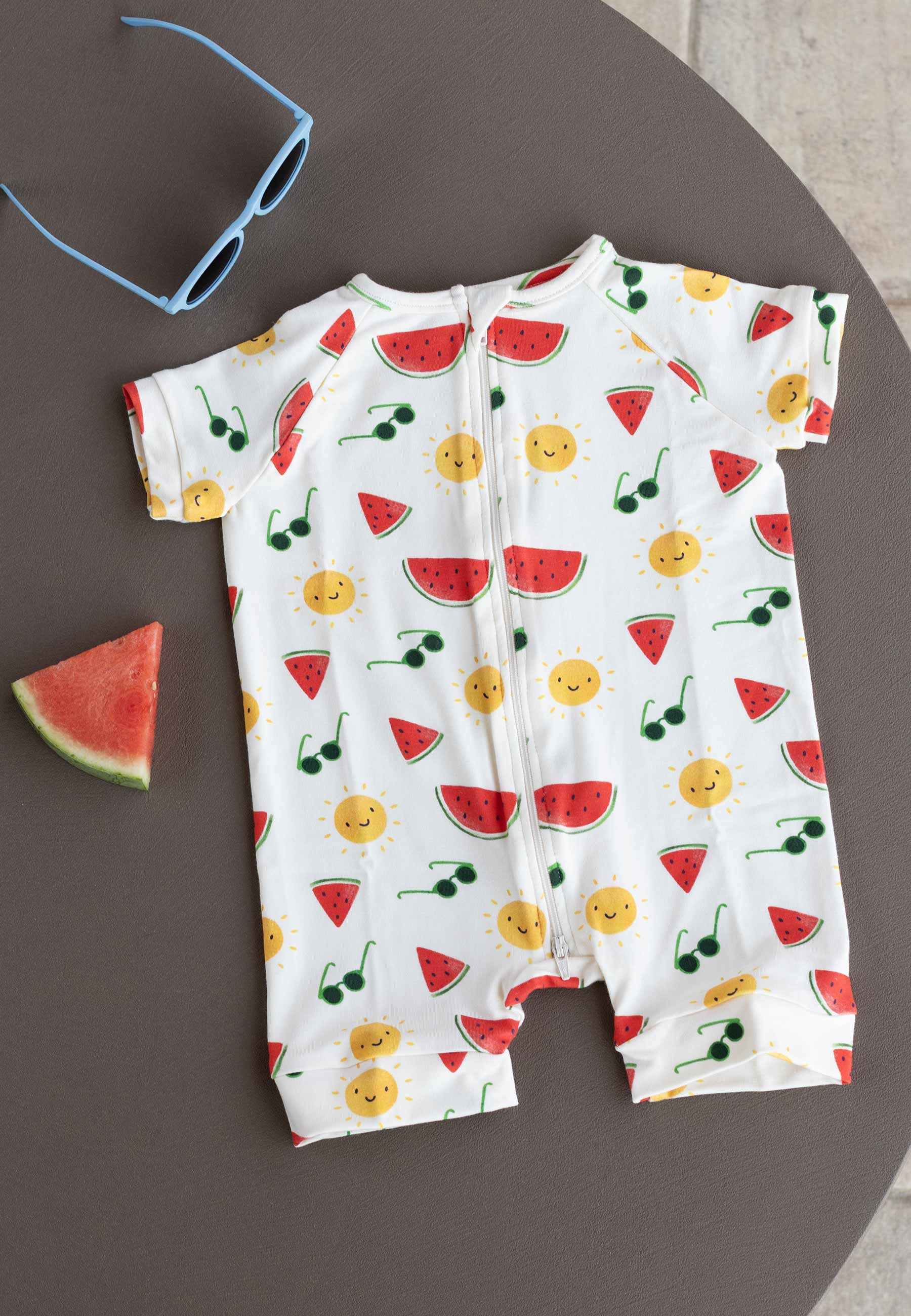 Tutina con zip in bambù - Summer vibes- Palloncino blu