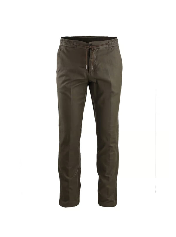 TROUSERS WITH DRAWSTRING IN HERRINGBONE FABRIC