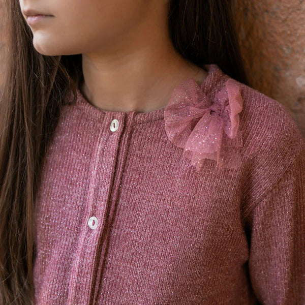 PINK LUREX KNIT CARDIGAN