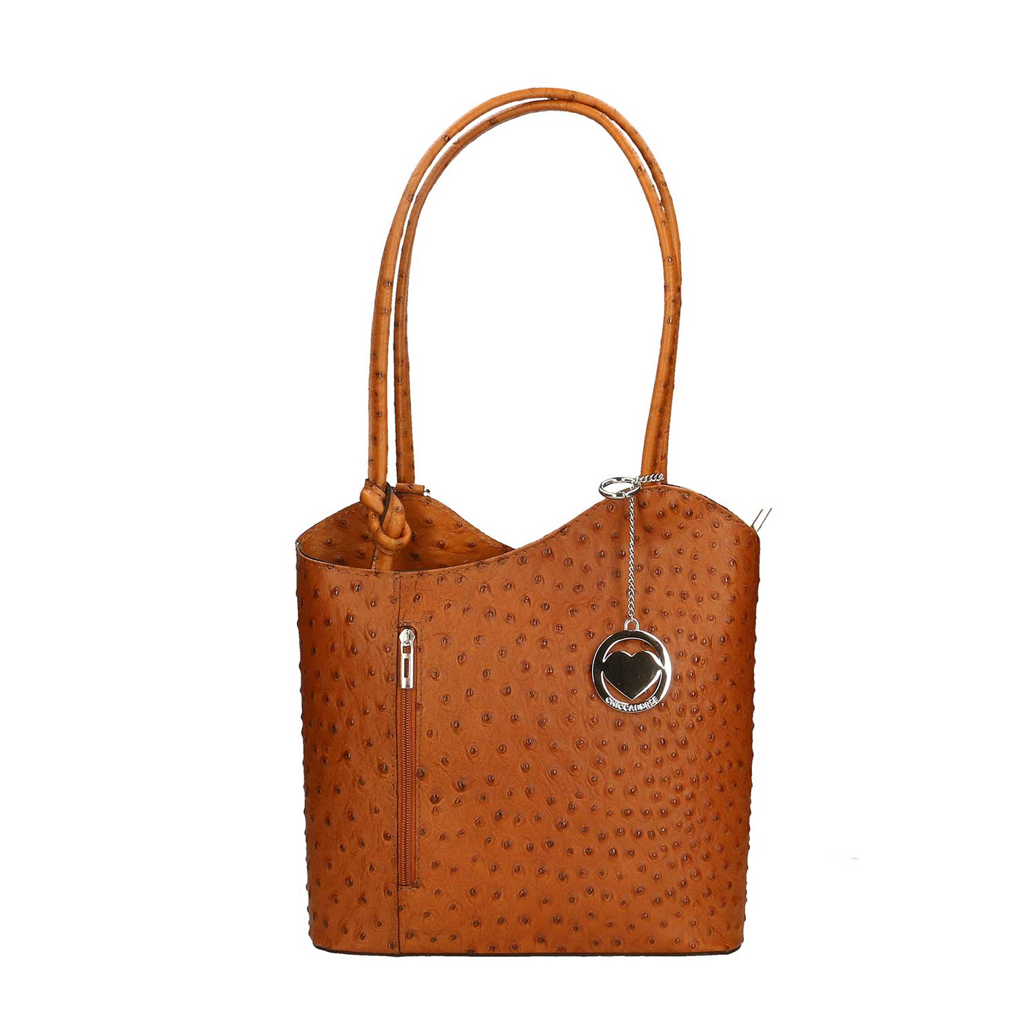 Women's Ostrich Print Leather Shoulder Bag - Cancun 3005. 