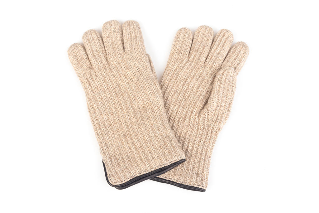 Beige wool cashmere gloves