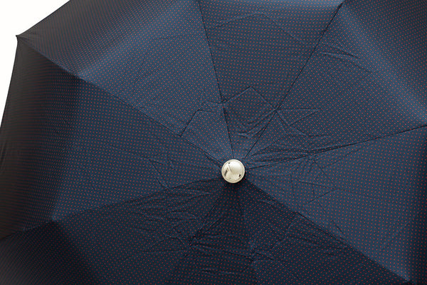 Mario Talarico folding umbrella blue with red polka dots chestnut handle