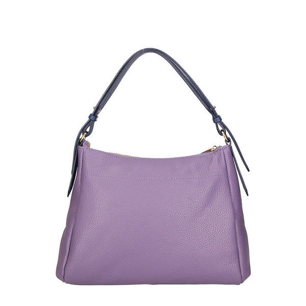 Women's Leather Handbag Contrast Handles - 6675.