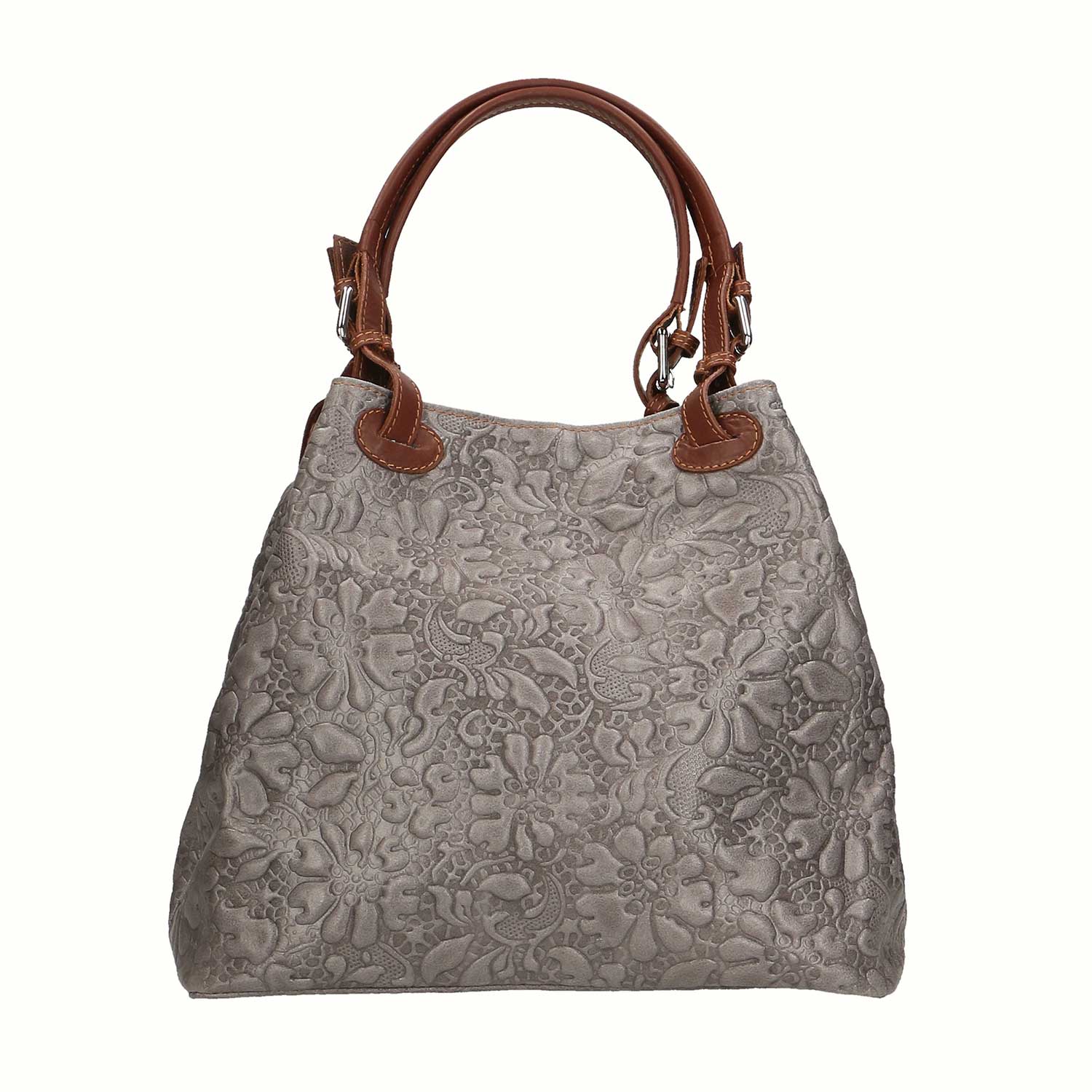 Women's Handbag Floral Pattern on Leather - Pienza 80049. 