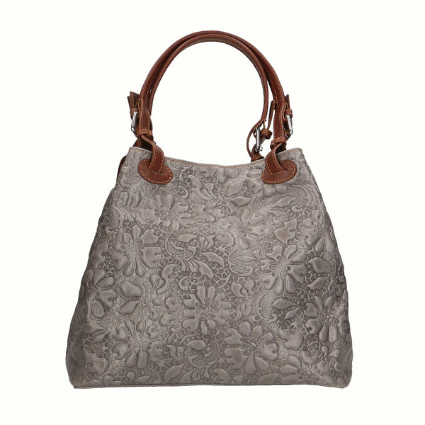 Women's Handbag Floral Pattern on Leather - Pienza 80049. 