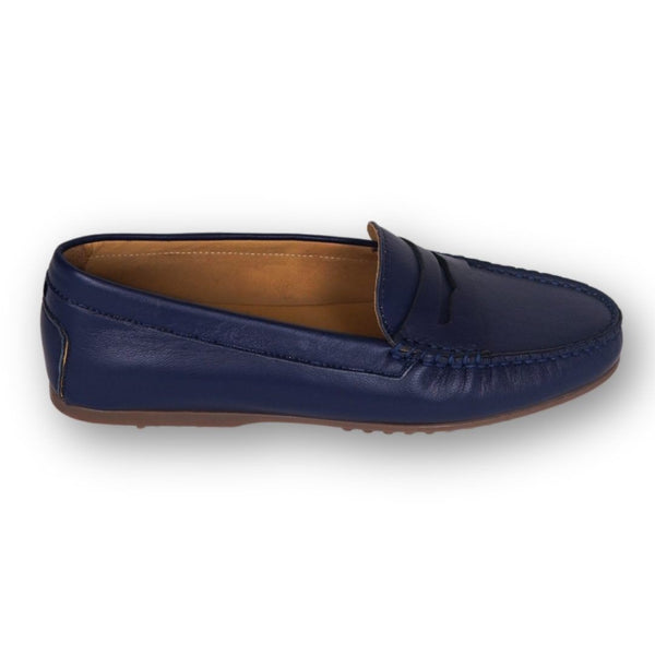 MastroDomenico Women's Handmade Moccasins - Midnight Blue Cyanite