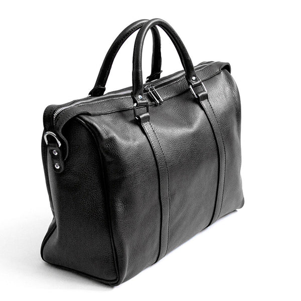 TRAVEL - Black leather duffel bag