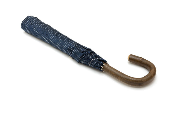 Mario Talarico blue polka dot foldable umbrella with lemon handle