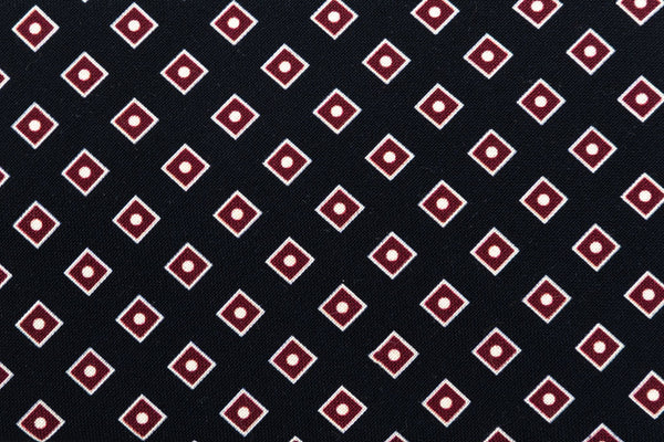 Black tie with burgundy micro pattern pure wool