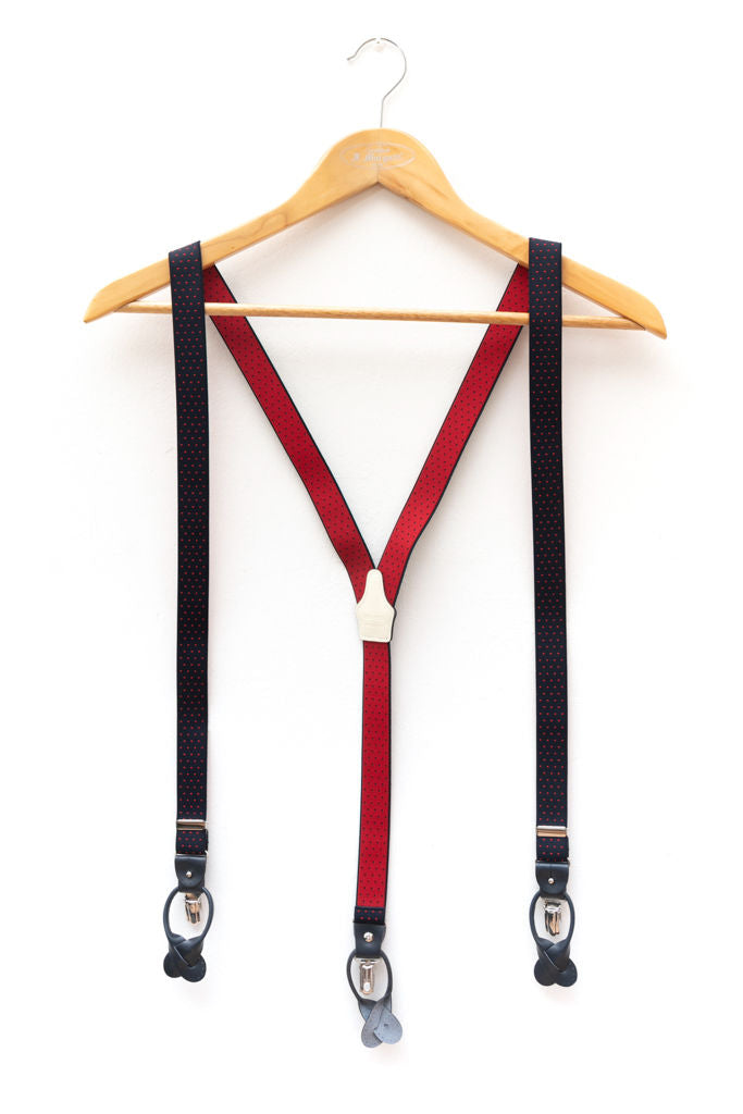 Bretelle blu micropois rosso