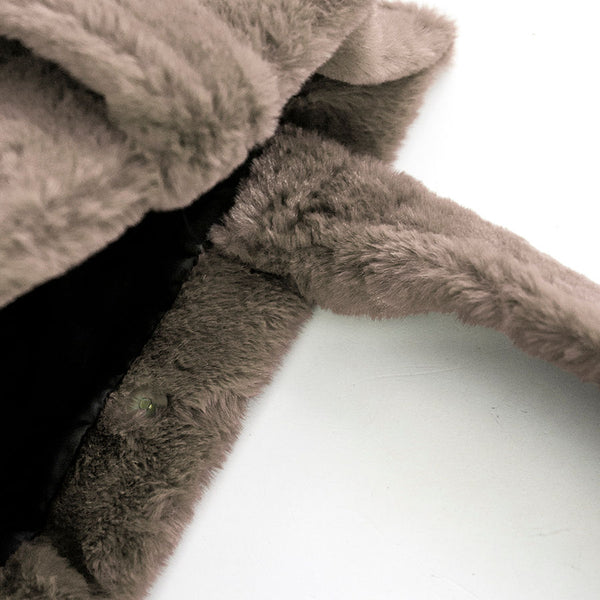FLUFFY AM - Maxi shopping bag in beige eco-fur