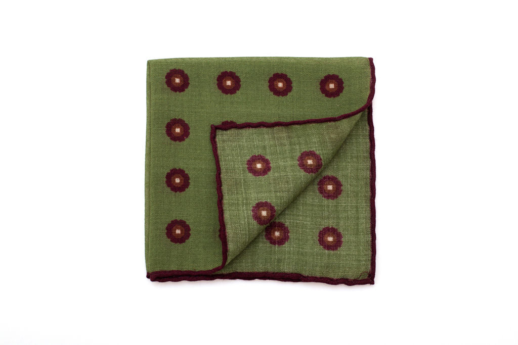 Green pure wool patterned clutch bag