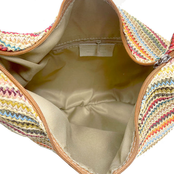 Borsa da Donna in Rafia e pelle Manico Incrociato - Matera 5281.
