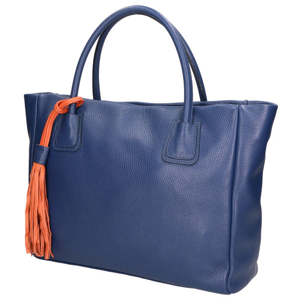 Large Women's Handbag with Leather Pendant - 6503.