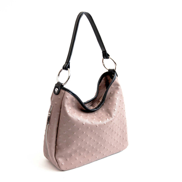 VIVIEN - Taupe nail print leather ring bag