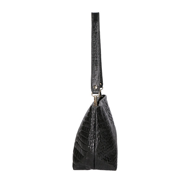 Women's Crocodile Print Leather Handbag - 6498.