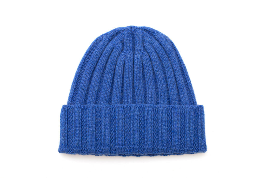 Blue pure cashmere hat