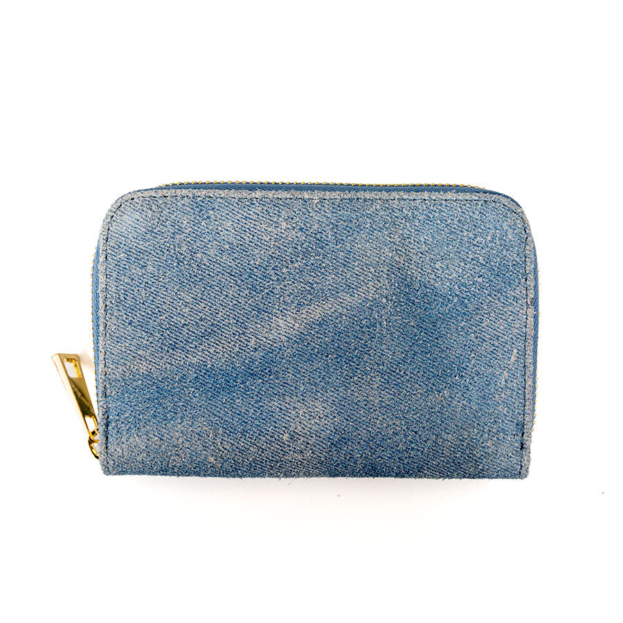 PORTAFOGLIO Medio in camoscio stampa denim