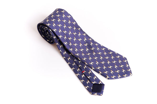Blue tie with pure silk pattern