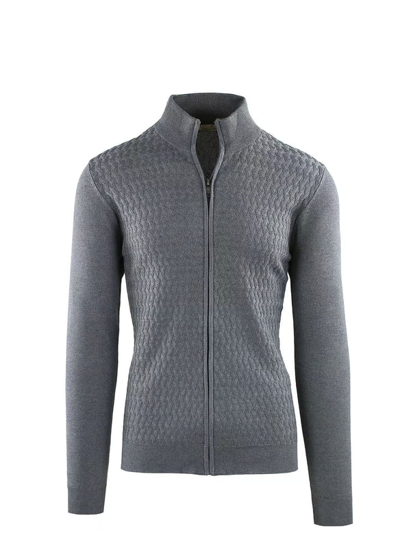 CROSSED RIBBED ZIP JACKET