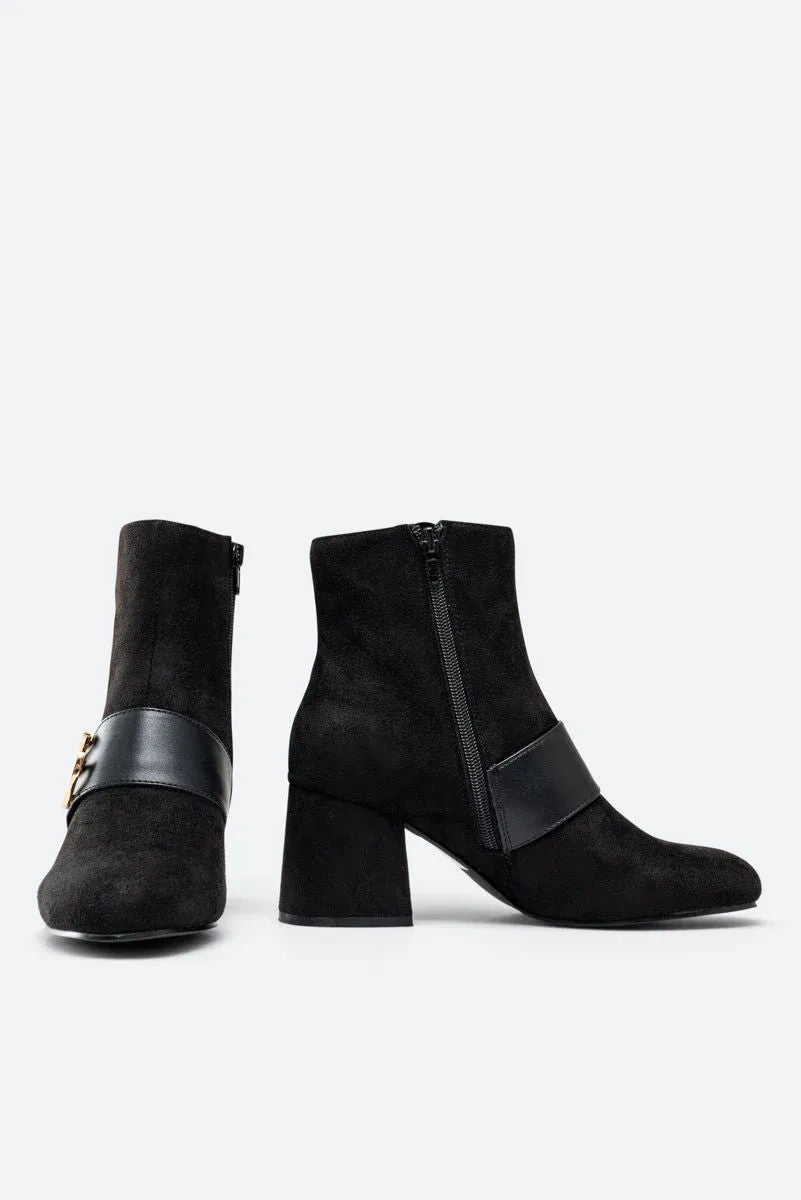 Sidney Black Suede Ankle Boots