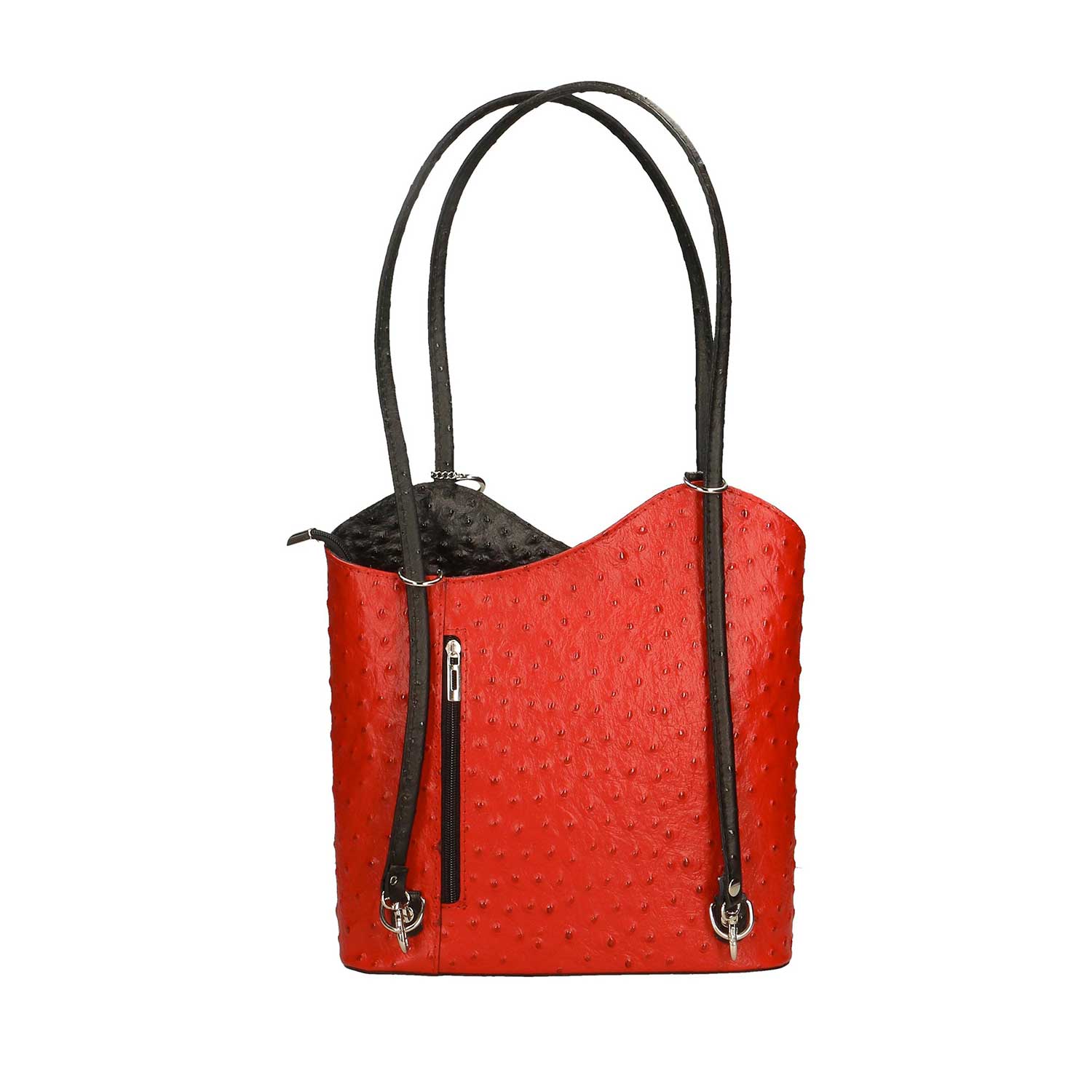 Women's Ostrich Print Leather Shoulder Bag - Cancun 3005. 