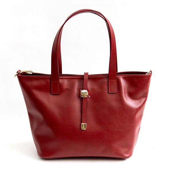 LADY - ruby ​​red soft leather shopping bag