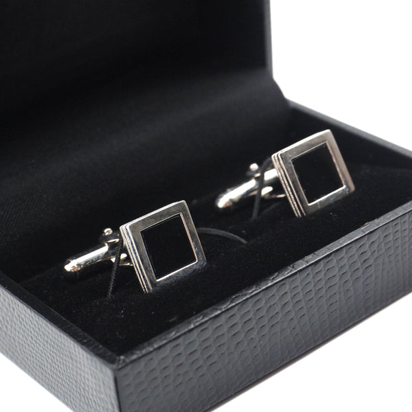 Elegant Black Square Cufflinks