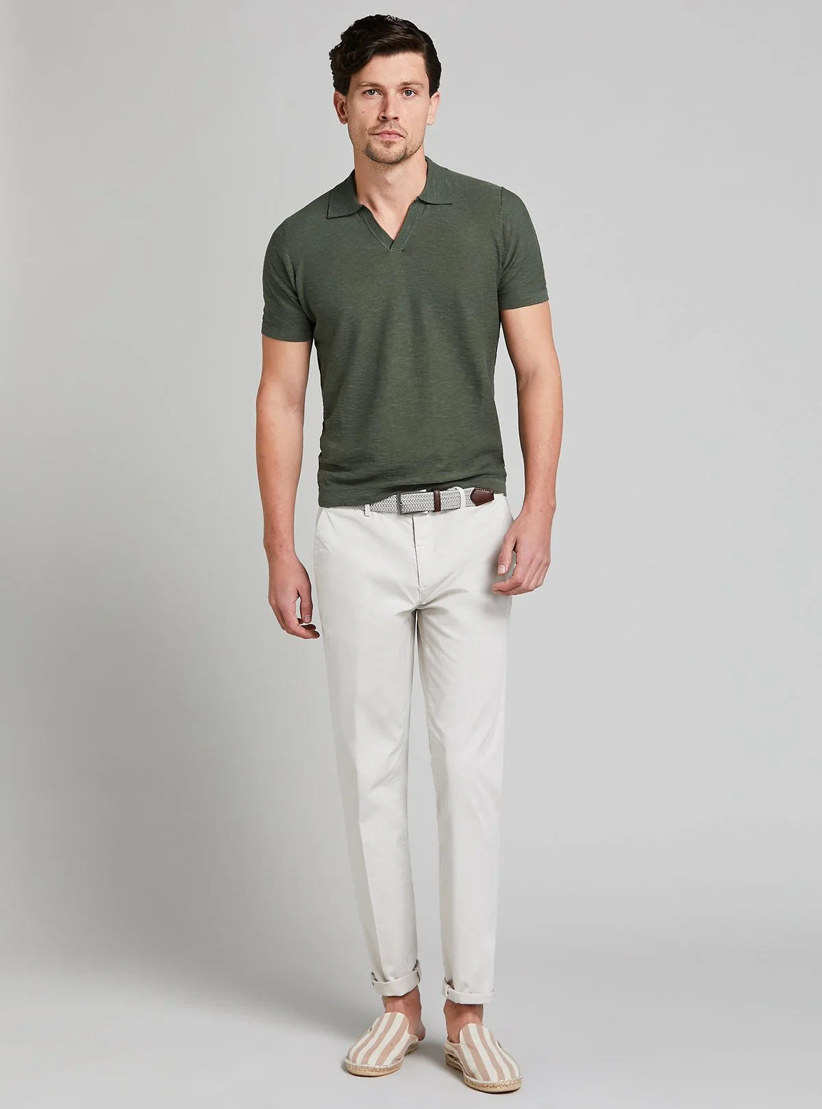 Polo in maglia in cotone e lino
