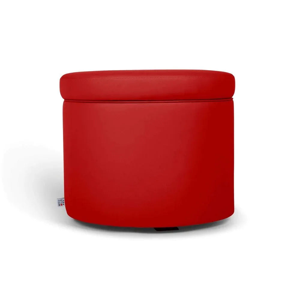 PANDORA 50 ROUND ECO, Pouf Contenitore Ecopelle Rotondo 50 h42