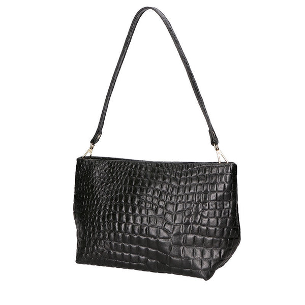 Women's Crocodile Print Leather Handbag - 6498.
