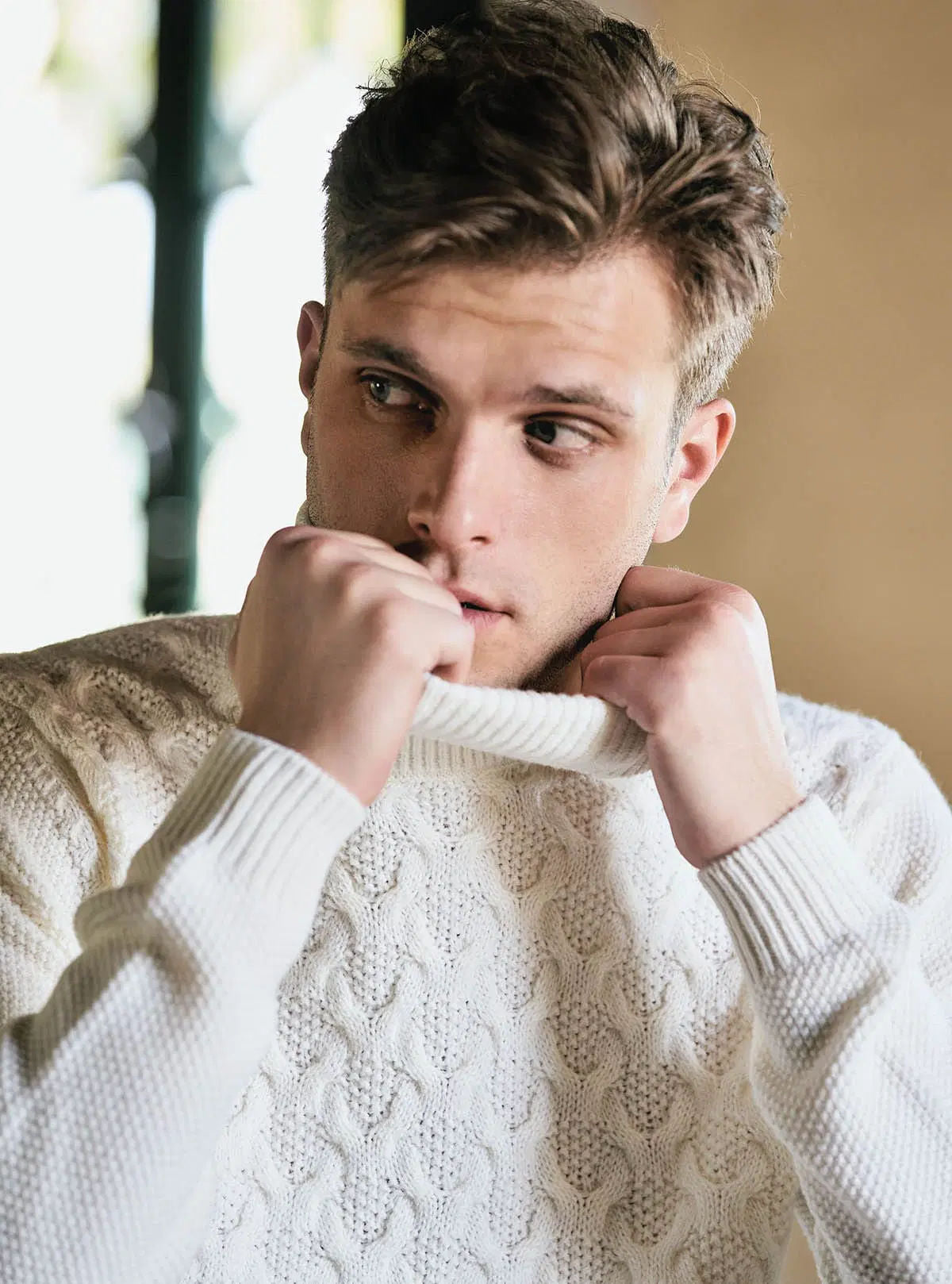 TURTLENECK WITH DOUBLE BRAIDED AND RICE GRAIN WORKMANSHIP