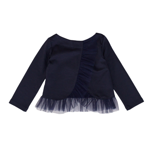 MILAN STITCH SWEATER WITH TULLE RUFFLES